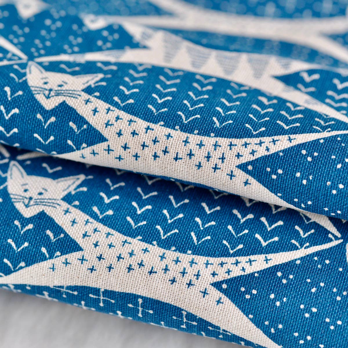 Cobalt Cats Tea Towel