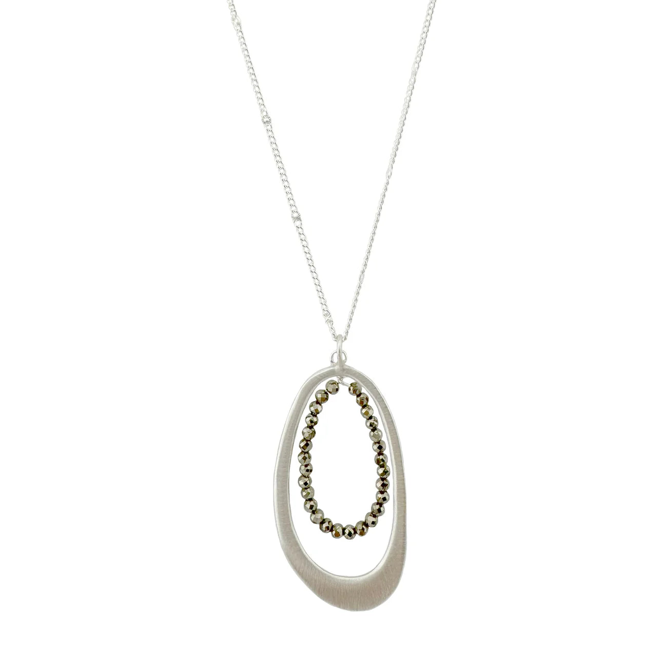 Oval With Pyrite Beads Necklace