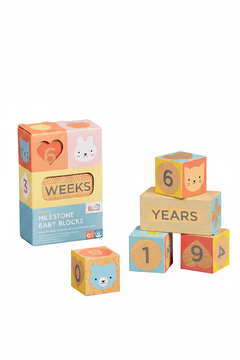 Wooden Baby Milestone Blocks