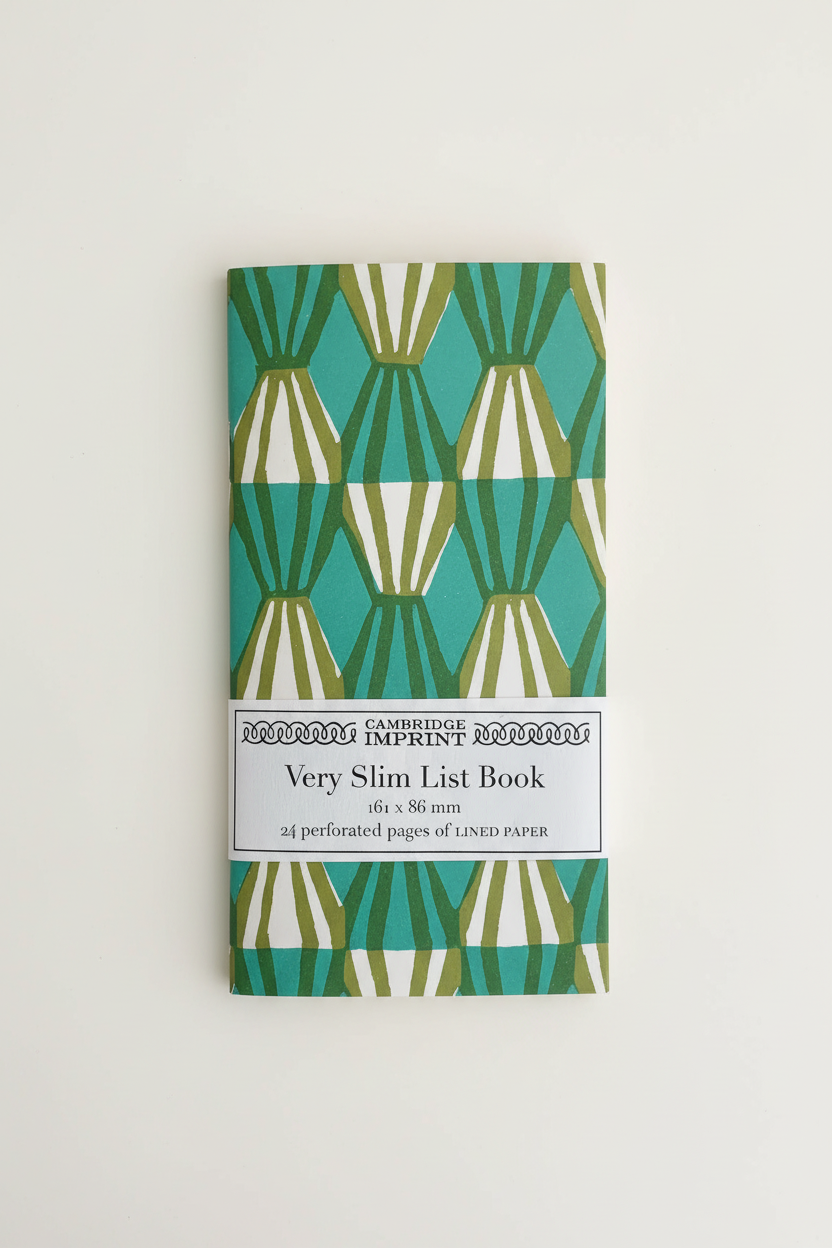 Very Slim Threadwork Sap Green and Turquoise List Book
