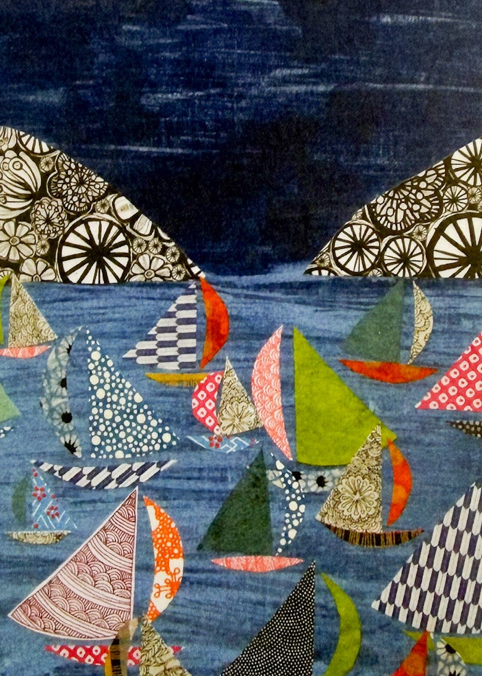 Playful Night Boats Notecard Set of 8 by Jennifer Judd-McGee