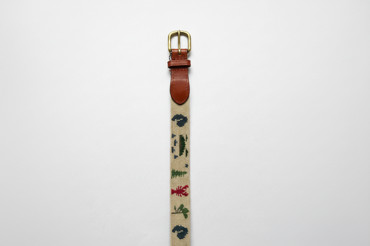 Island Summer Needlepoint and Leather Belt