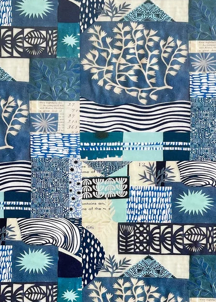 Blue Collage Patterned Notebook by Jennifer Judd-McGee