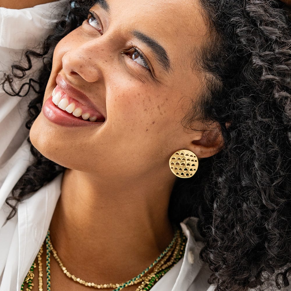 Aretha Circle With Cut Outs Post Earrings