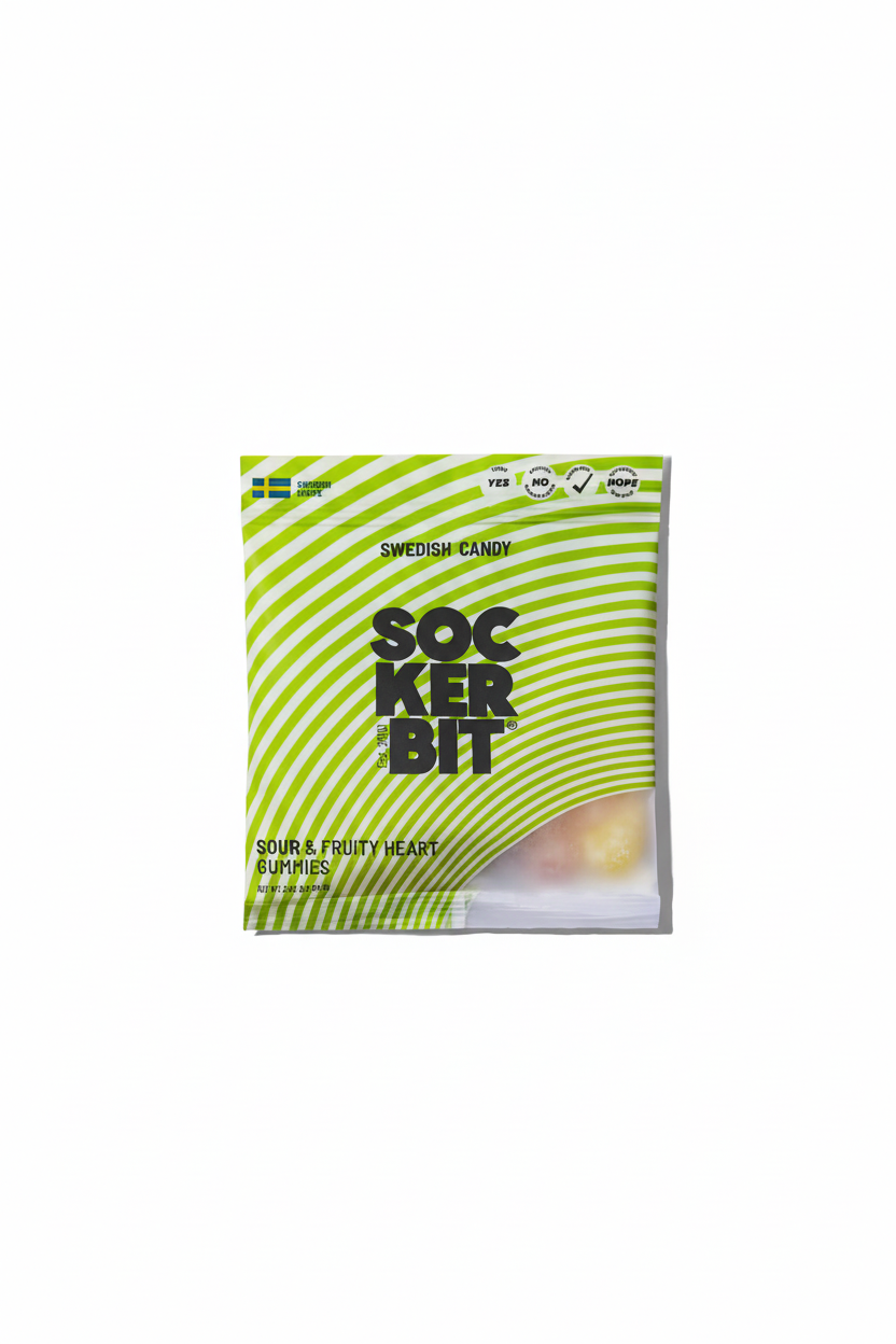 Sour Fruity Heart Gummies Swedish Candy Bag 2.8oz