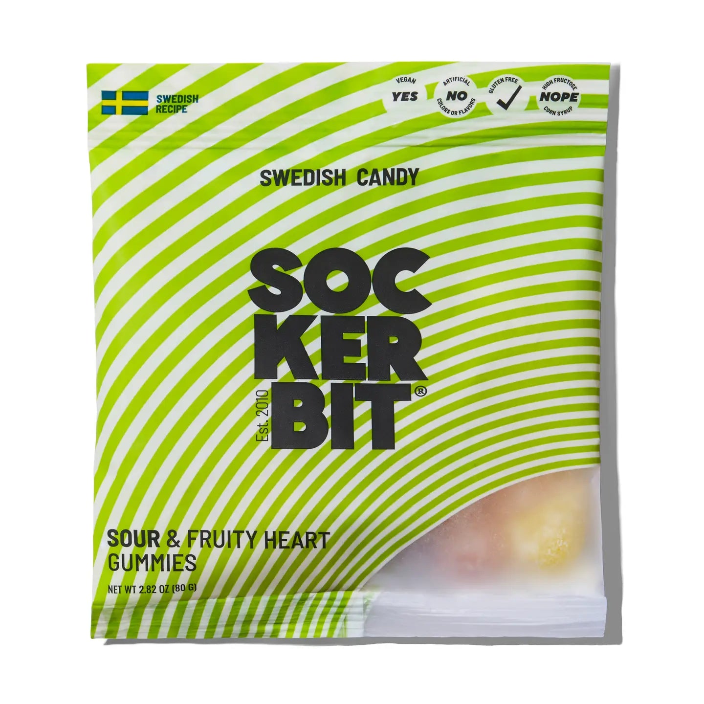 Sour Fruity Heart Gummies Swedish Candy Bag 2.8oz