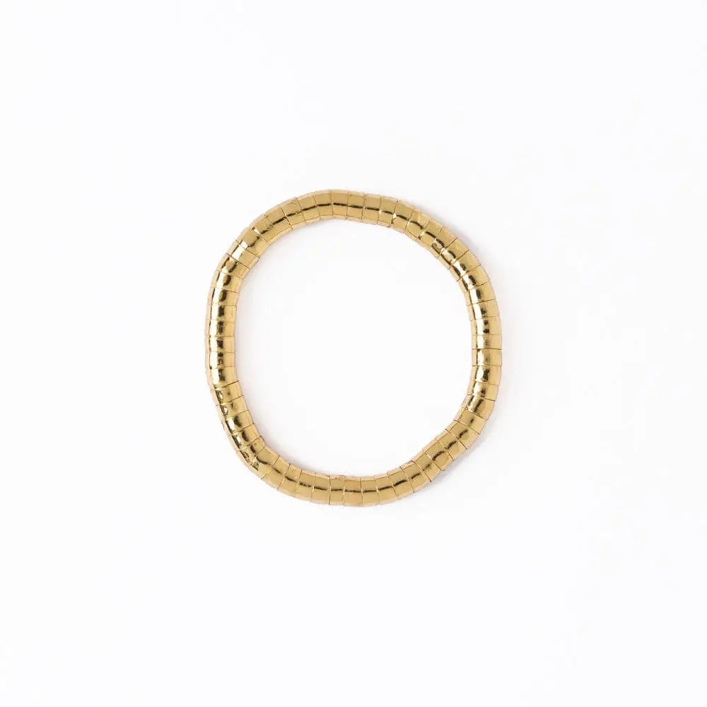 Lucille Round Bead Stretch Bracelet Brass