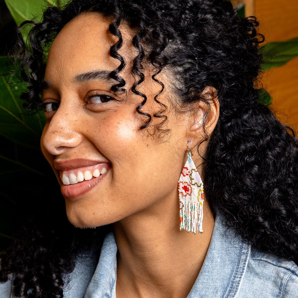 Delilah Poppies Beaded Fringe Earrings