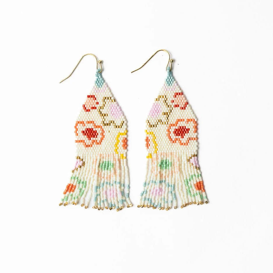 Delilah Poppies Beaded Fringe Earrings